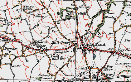 Old map of Up Holland in 1924