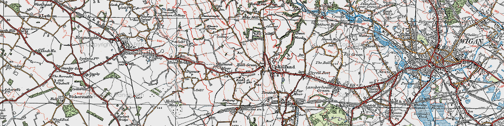Old map of Up Holland in 1924