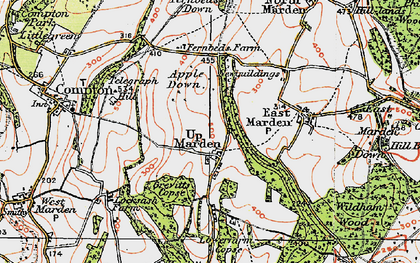 Old map of Up Marden in 1919