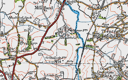 Old map of Up Mudford in 1919