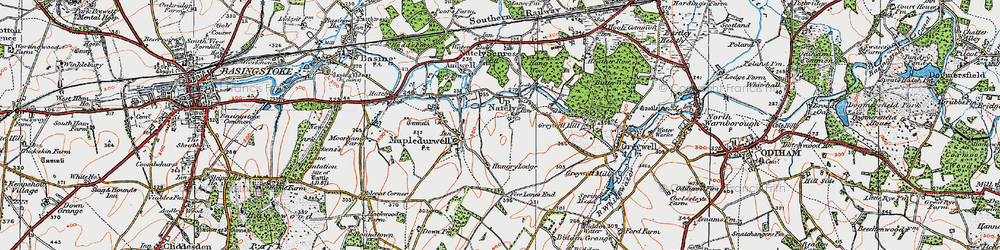 Old map of Up Nately in 1919