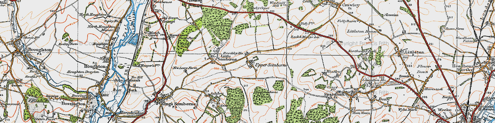 Old map of Up Somborne in 1919