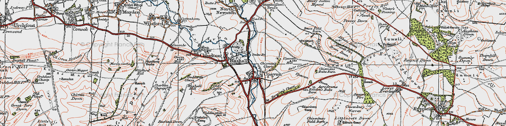Old map of Upavon in 1919