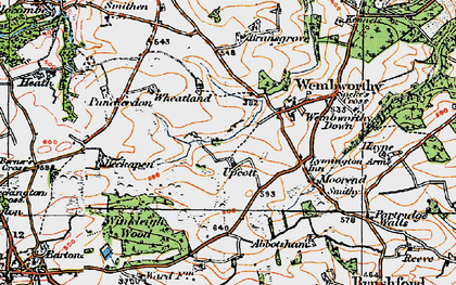 Old map of Upcott in 1919