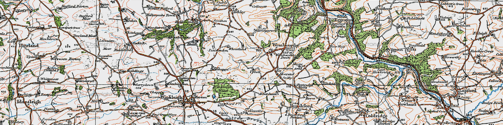 Old map of Upcott in 1919
