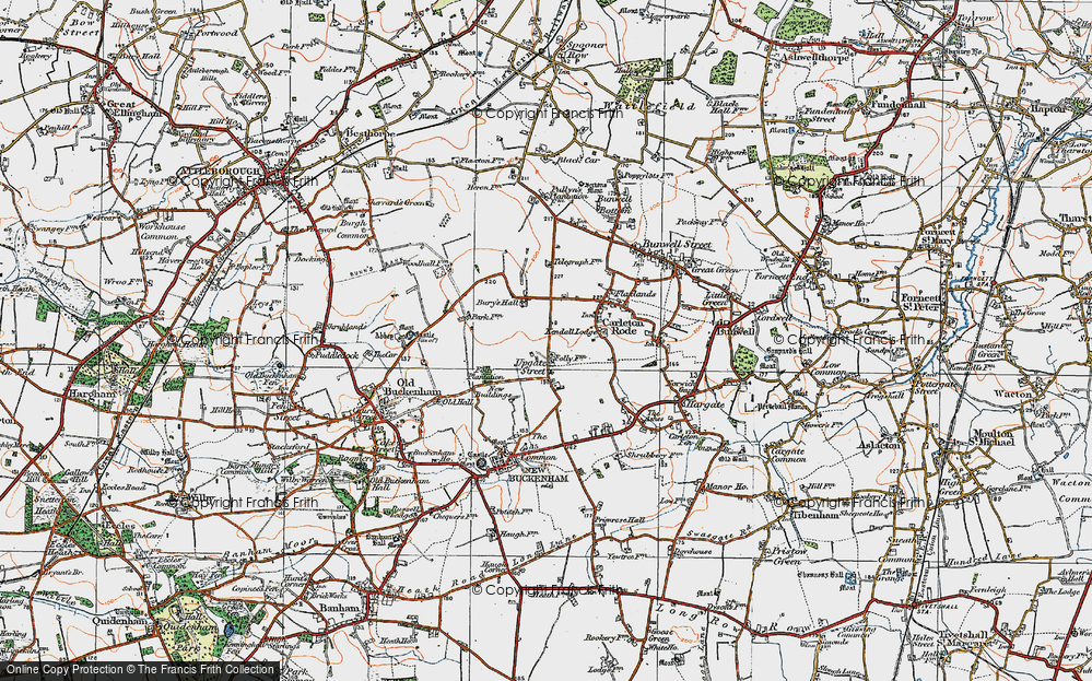 Old Map of Upgate Street, 1920 in 1920