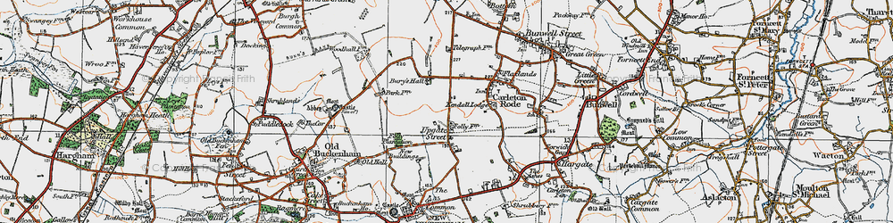 Old map of Upgate Street in 1920