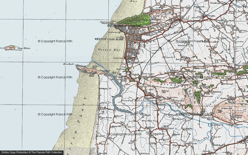 Old Map of Uphill, 1919 in 1919