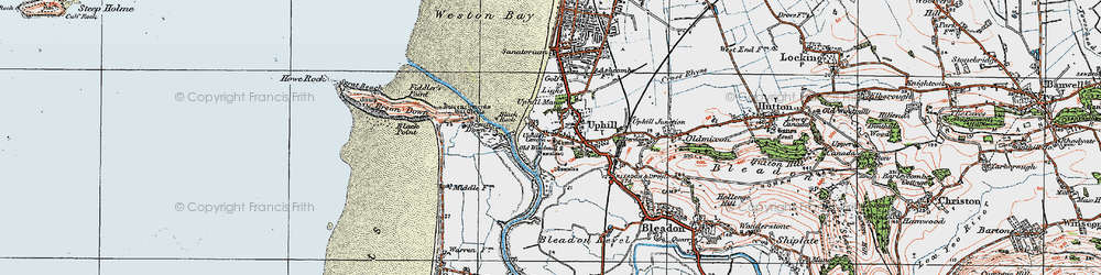 Old map of Brean Down in 1919