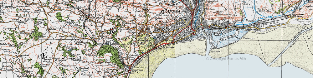 Old map of Uplands in 1923