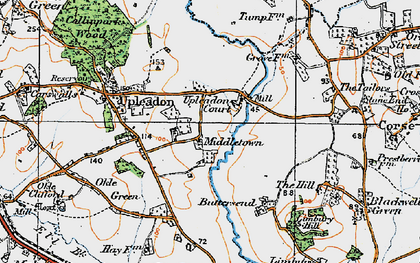 Old map of Upleadon Court in 1919