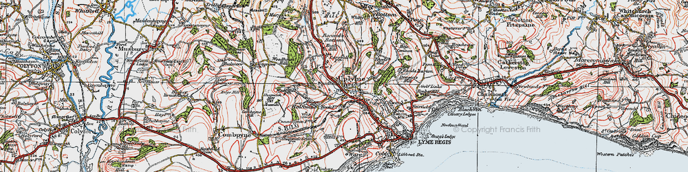 Old map of Uplyme in 1919