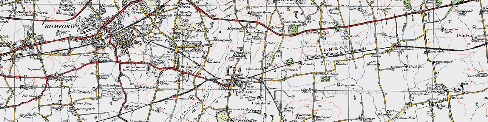Old map of Upminster in 1920