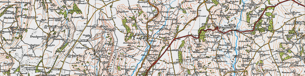 Old map of Upottery in 1919