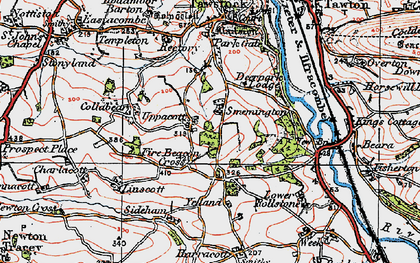 Old map of Uppacott in 1919