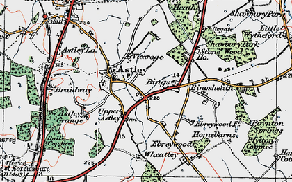 Old map of Upper Astley in 1921