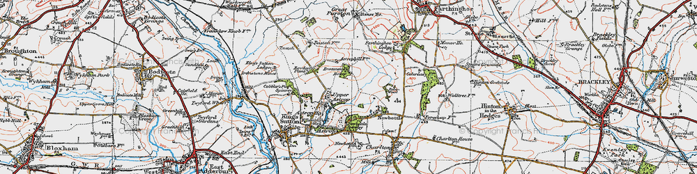 Old map of Upper Astrop in 1919