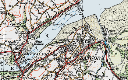 Old map of Upper Bangor in 1922