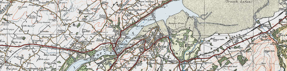 Old map of Upper Bangor in 1922