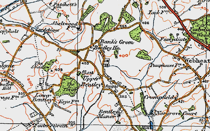 Old map of Upper Bentley in 1919
