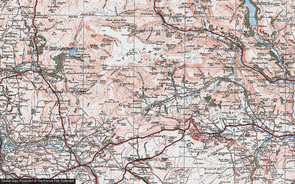 Old Map of Historic Map covering Broadlee-bank Tor in 1923