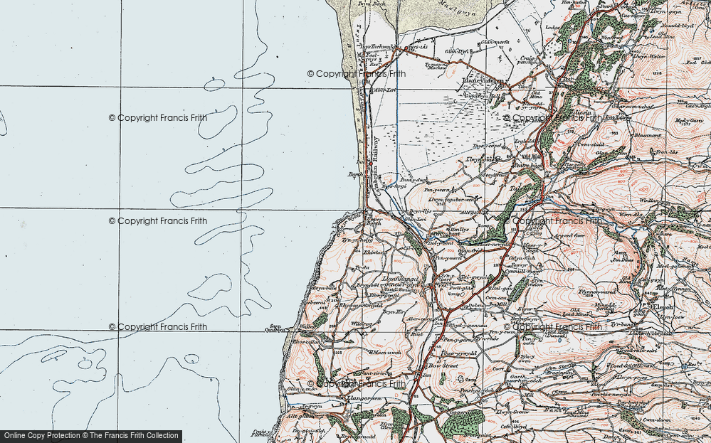 Old Map of Historic Map covering Brynbala in 1922