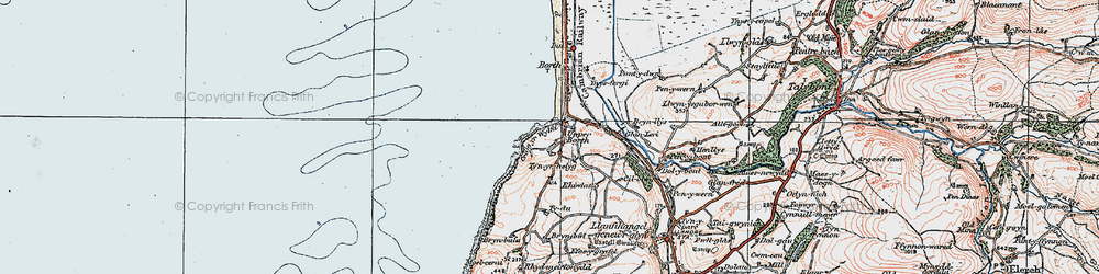 Old map of Upper Borth in 1922