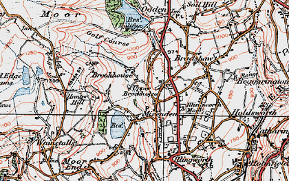 Old map of Upper Brockholes in 1925