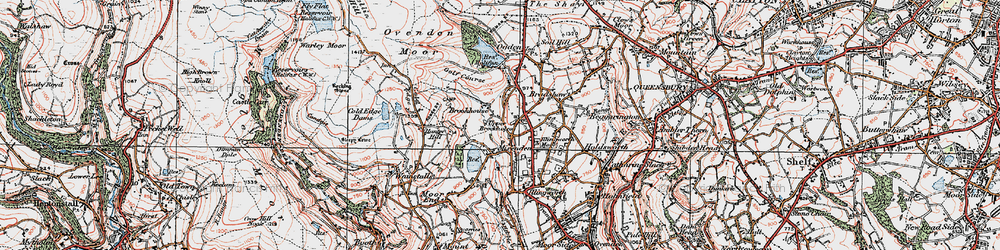 Old map of Upper Brockholes in 1925