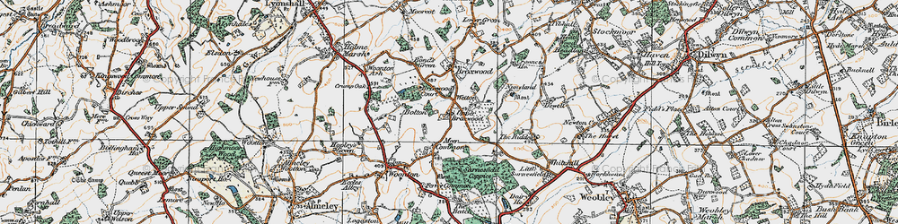 Old map of Upper Broxwood in 1920
