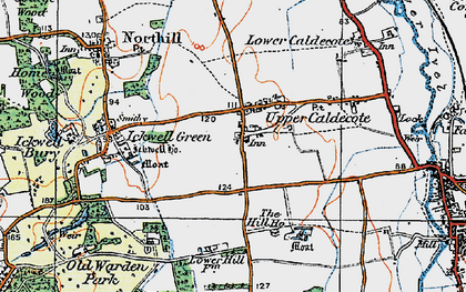 Old map of Upper Caldecote in 1919