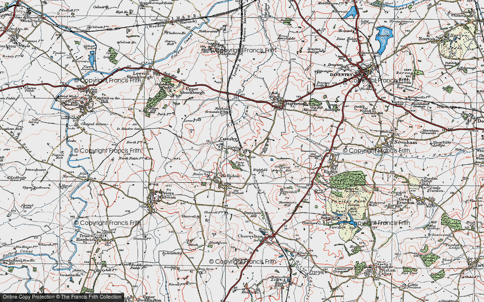 Old Map of Upper Catesby, 1919 in 1919