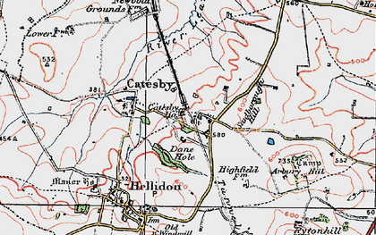 Old map of Upper Catesby in 1919