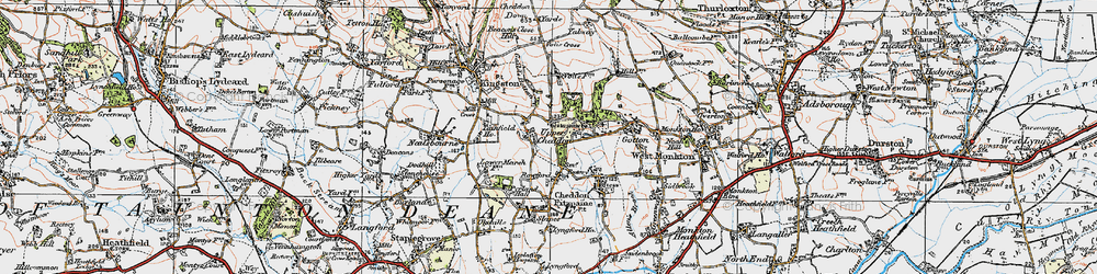 Old map of Upper Cheddon in 1919