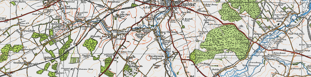Old map of Upper Clatford in 1919