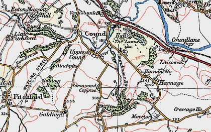Old map of Upper Cound in 1921