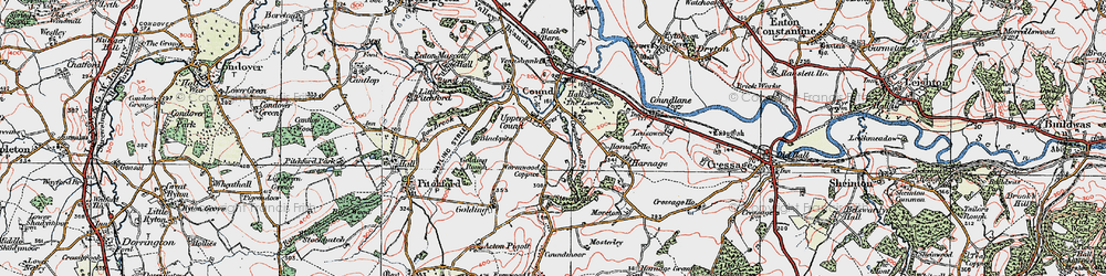 Old map of Upper Cound in 1921
