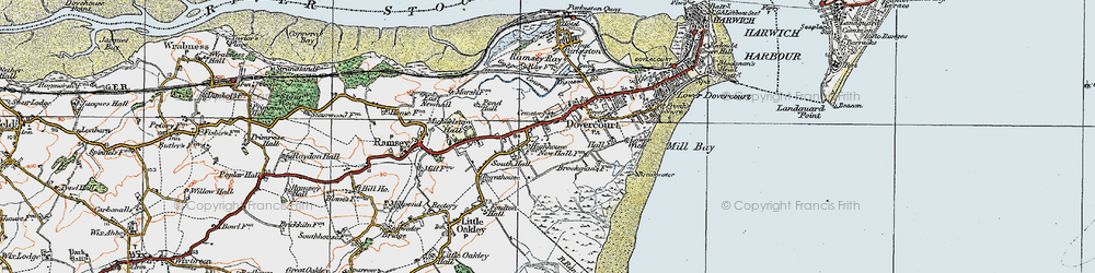 Old map of Upper Dovercourt in 1921