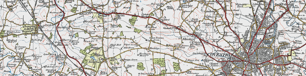 Old map of Upper Eastern Green in 1921