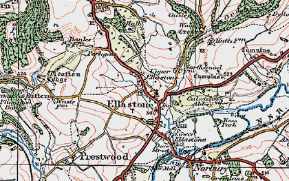 Old map of Upper Ellastone in 1921