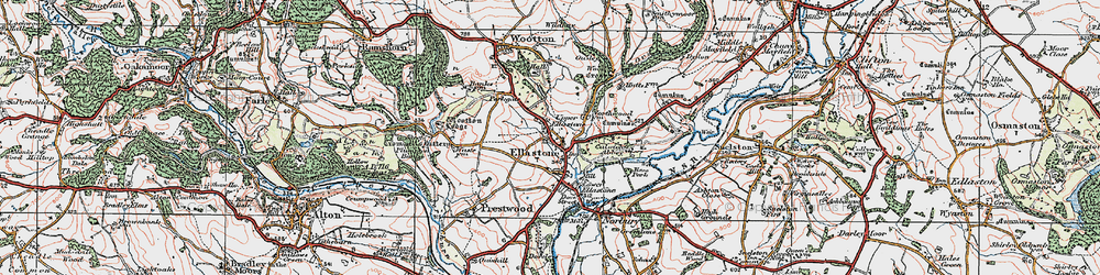 Old map of Upper Ellastone in 1921