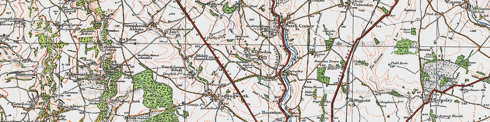 Old map of Bagendon Downs in 1919
