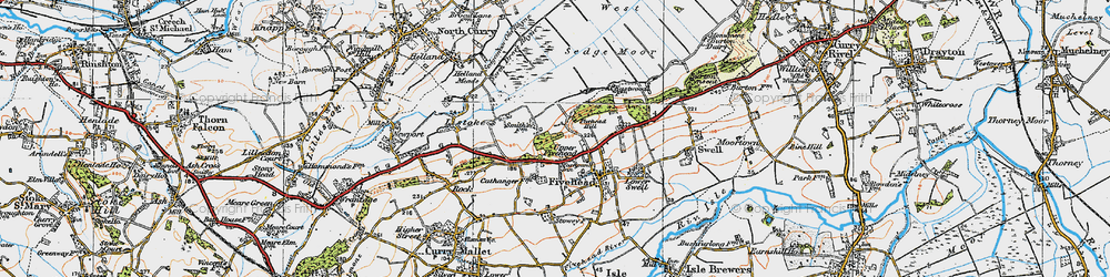 Old map of Upper Fivehead in 1919