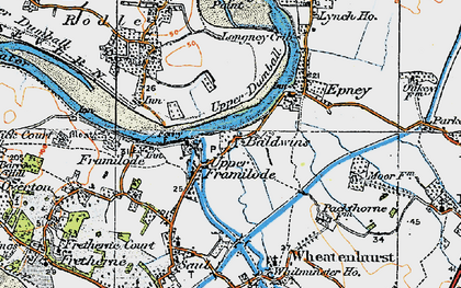 Old map of Upper Framilode in 1919