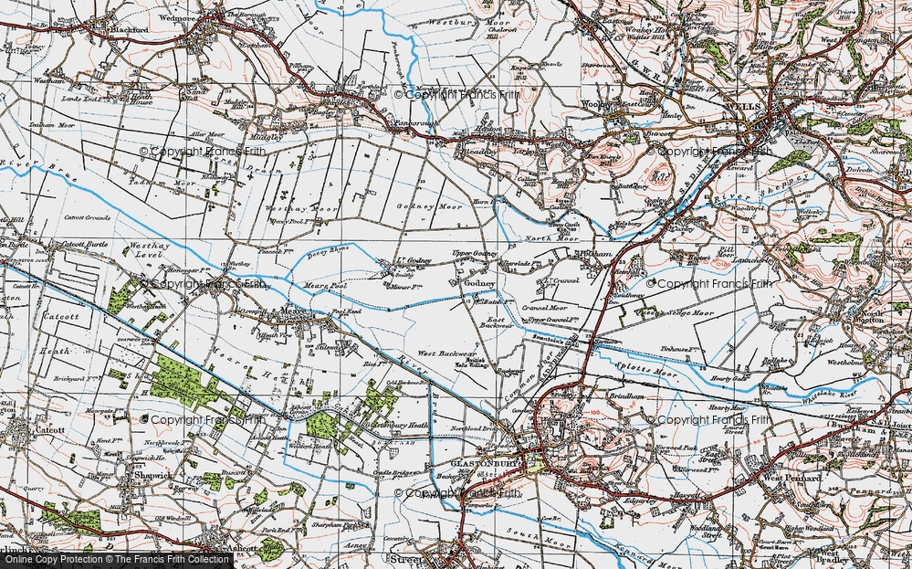 Old Map of Upper Godney, 1919 in 1919