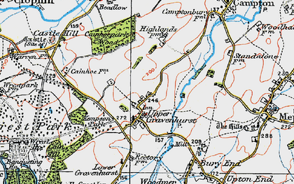 Old map of Upper Gravenhurst in 1919