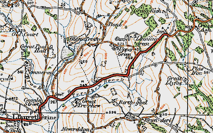Old map of Brynderi in 1919