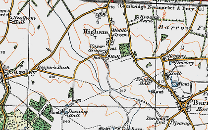 Old map of Upper Green in 1921