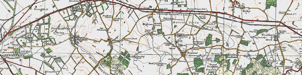 Old map of Upper Green in 1921