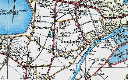 Old map of Upper Halliford in 1920